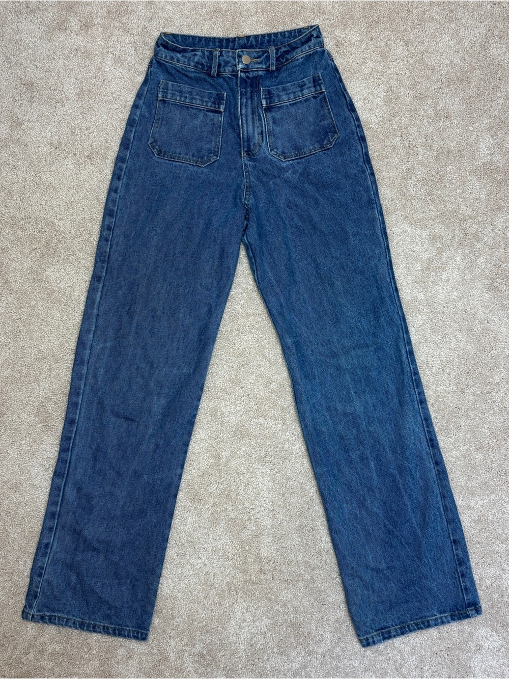 LE LIS Collection High Rise Straight Leg Blue Denim Jeans Woman's XS